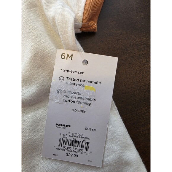 Disney's Chip & Dale 2-Pc Short Sleeve T-shirt & Bottoms Jumping beans 6M - Picture 4 of 4